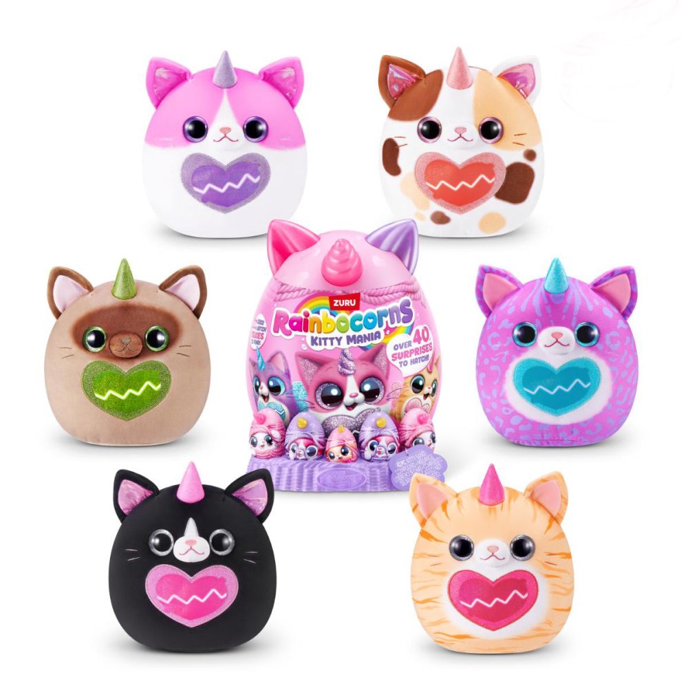 Jucarie de plus surpriza, Rainbocorns, Eggzania Kitty Mania, 40 surprize
