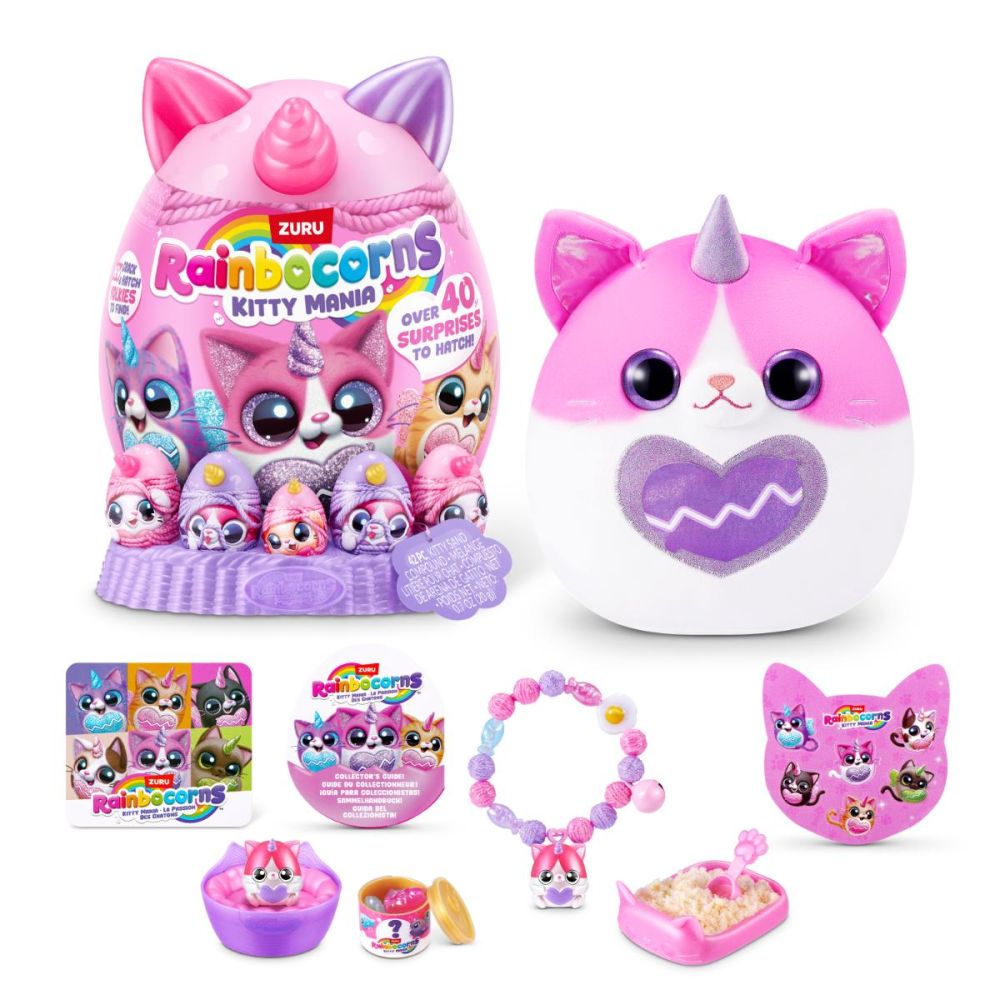 Jucarie de plus surpriza, Rainbocorns, Eggzania Kitty Mania, 40 surprize