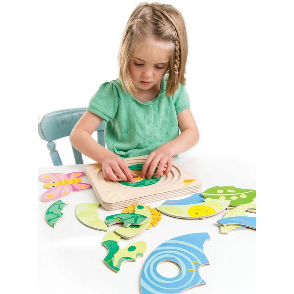 Puzzle educativ din lemn Tender Leaf Toys, Butterfly Life, 4 in 1