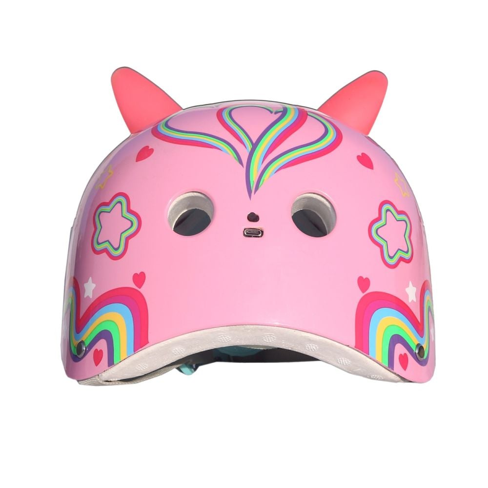 Casca de protectie cu lumini, Street Jam, Magic Unicorn, Marimea S, Roz
