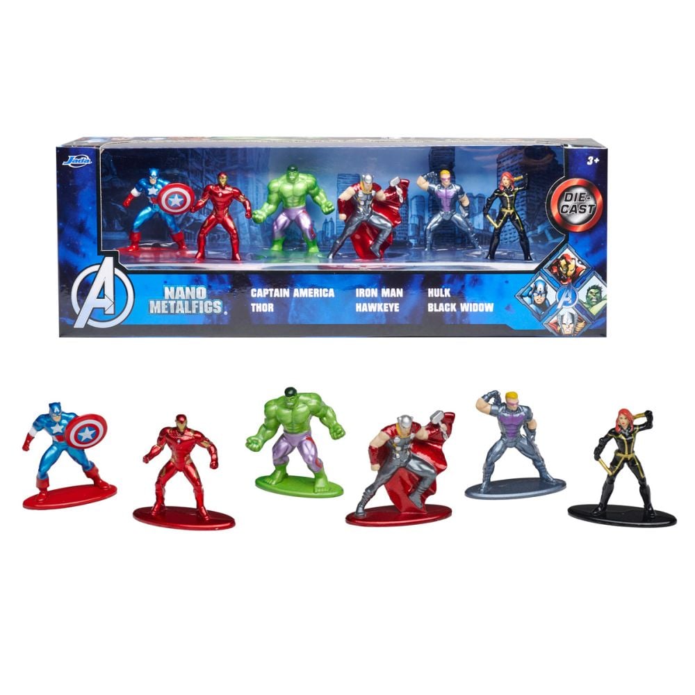 Set 6 mini figurine metalice, Jada, Marvel, 4 cm
