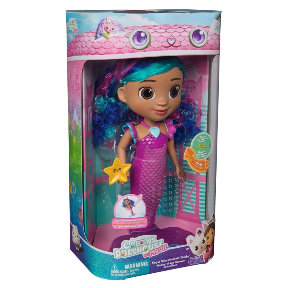 Papusa sirena, Gabbys Dollhouse, Sing and Shine Mermaid Gabby, 6074338