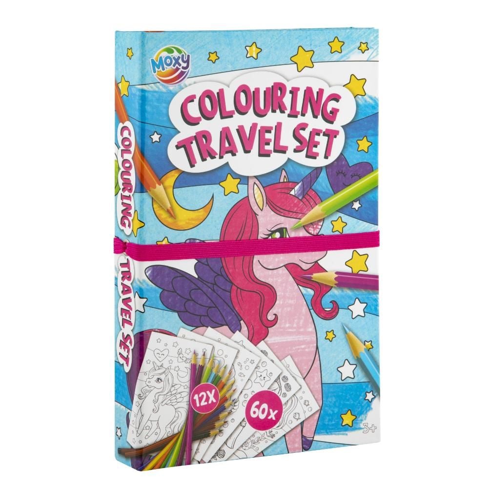 Set 2 carti de colorat cu 12 creioane colorate, Grafix, Colouring Travel
