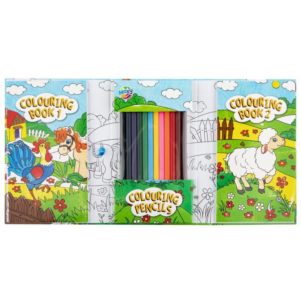 Set 2 carti de colorat cu 12 creioane colorate, Grafix, Colouring Travel