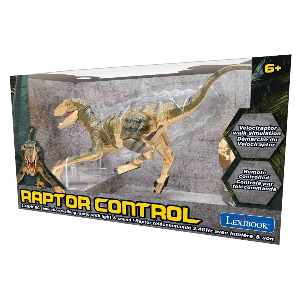 Dinozaur cu telecomanda si efecte de sunet realiste, Lexibook, Velociraptor