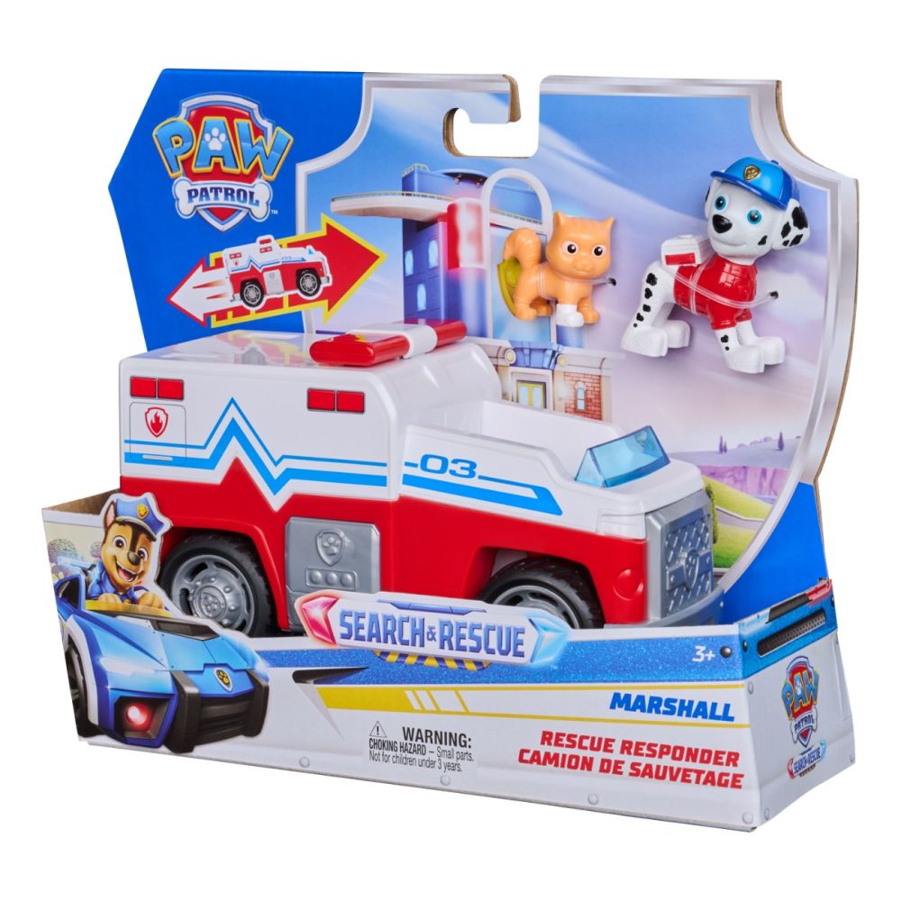 Set de joaca vehicul si figurine, Paw Patrol, Search and Rescue Responder, Marshall, 20155159