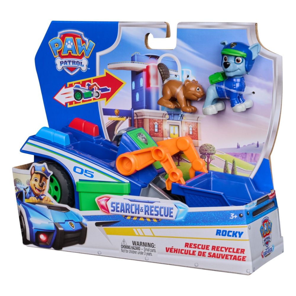 Set de joaca vehicul si figurine, Paw Patrol, Search and Rescue Recycler, Rocky, 20156333