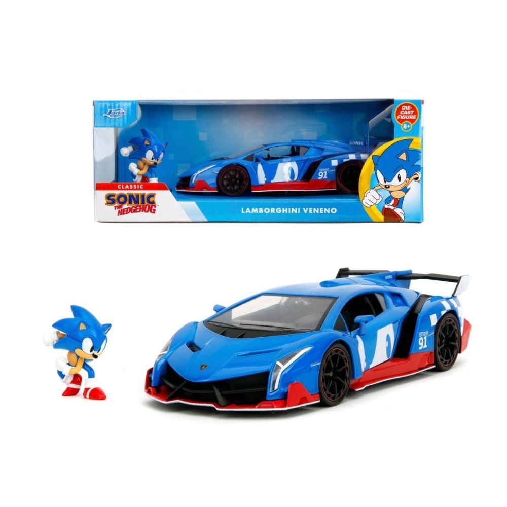 Masina si figurina, Jada, Sonic the Hedgehog, Lamborghini Veneno, 1:24
