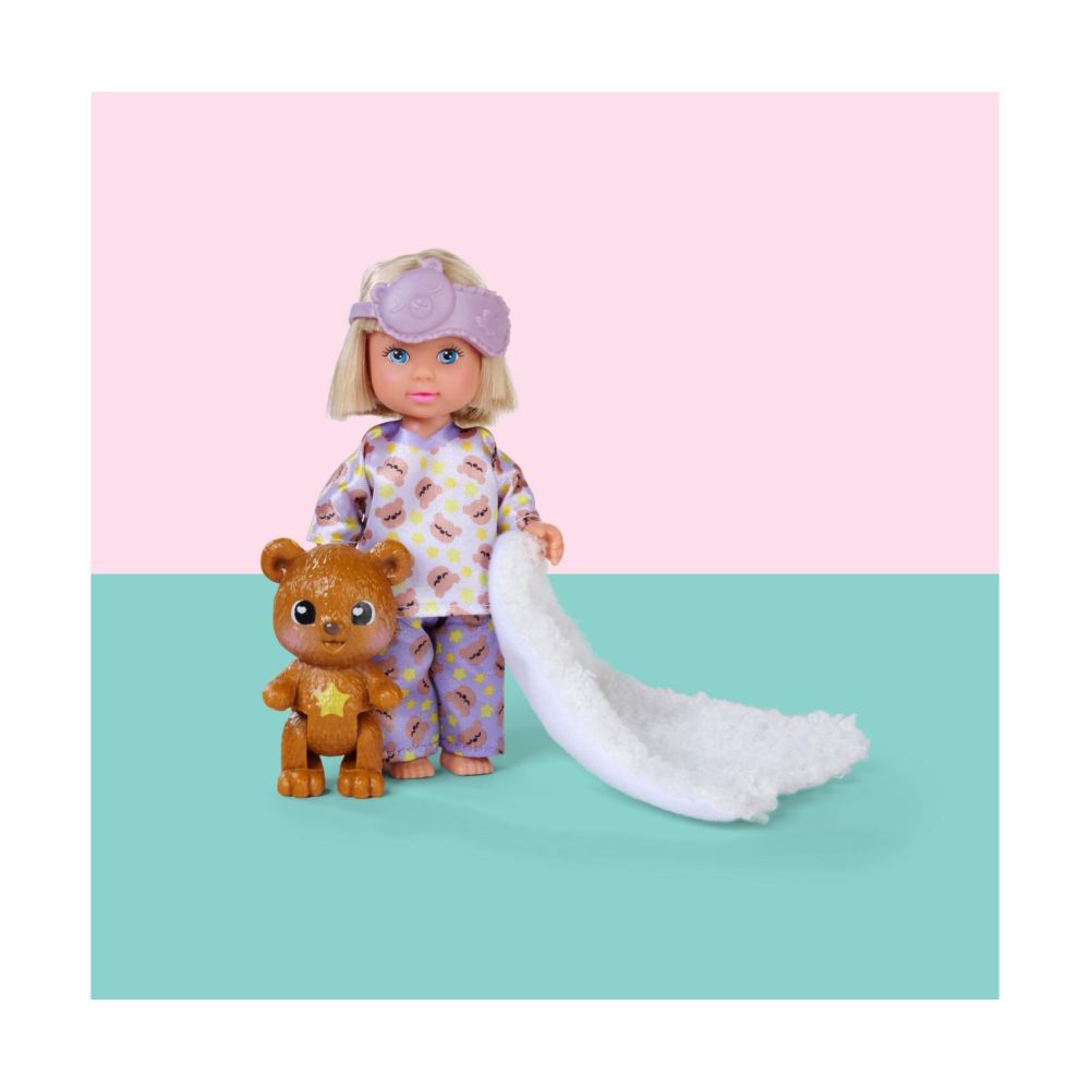 Set de joaca papusa cu patut si ursulet, Evi Love, Teddy Bed