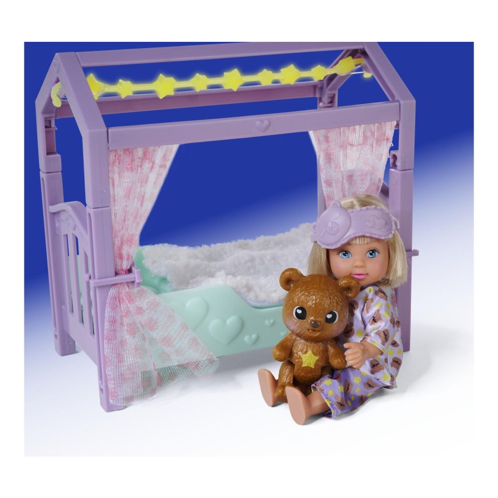 Set de joaca papusa cu patut si ursulet, Evi Love, Teddy Bed
