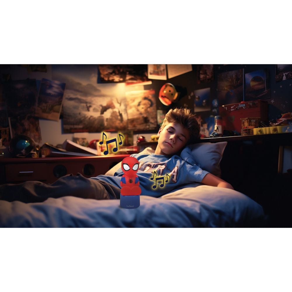 Lampa de veghe cu lumini LED si difuzor, Lexibook, Spiderman