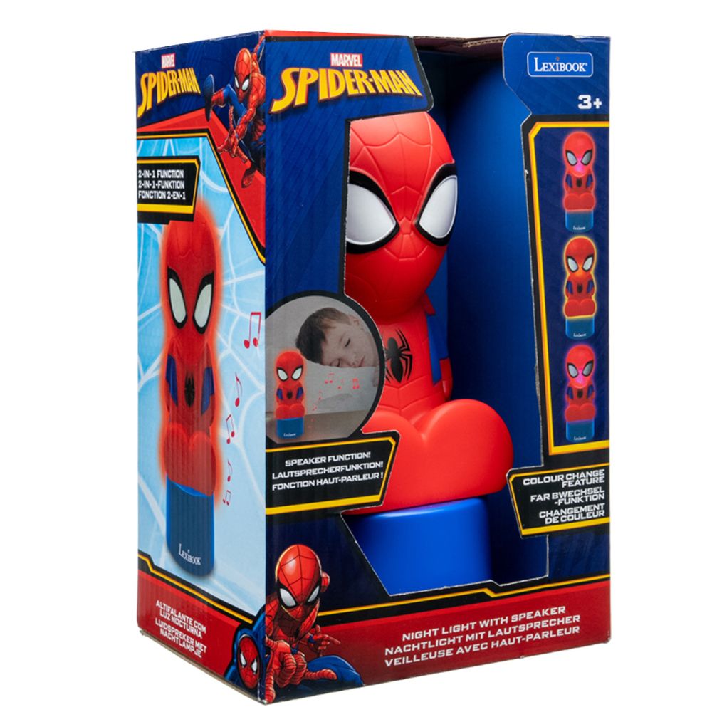Lampa de veghe cu lumini LED si difuzor, Lexibook, Spiderman