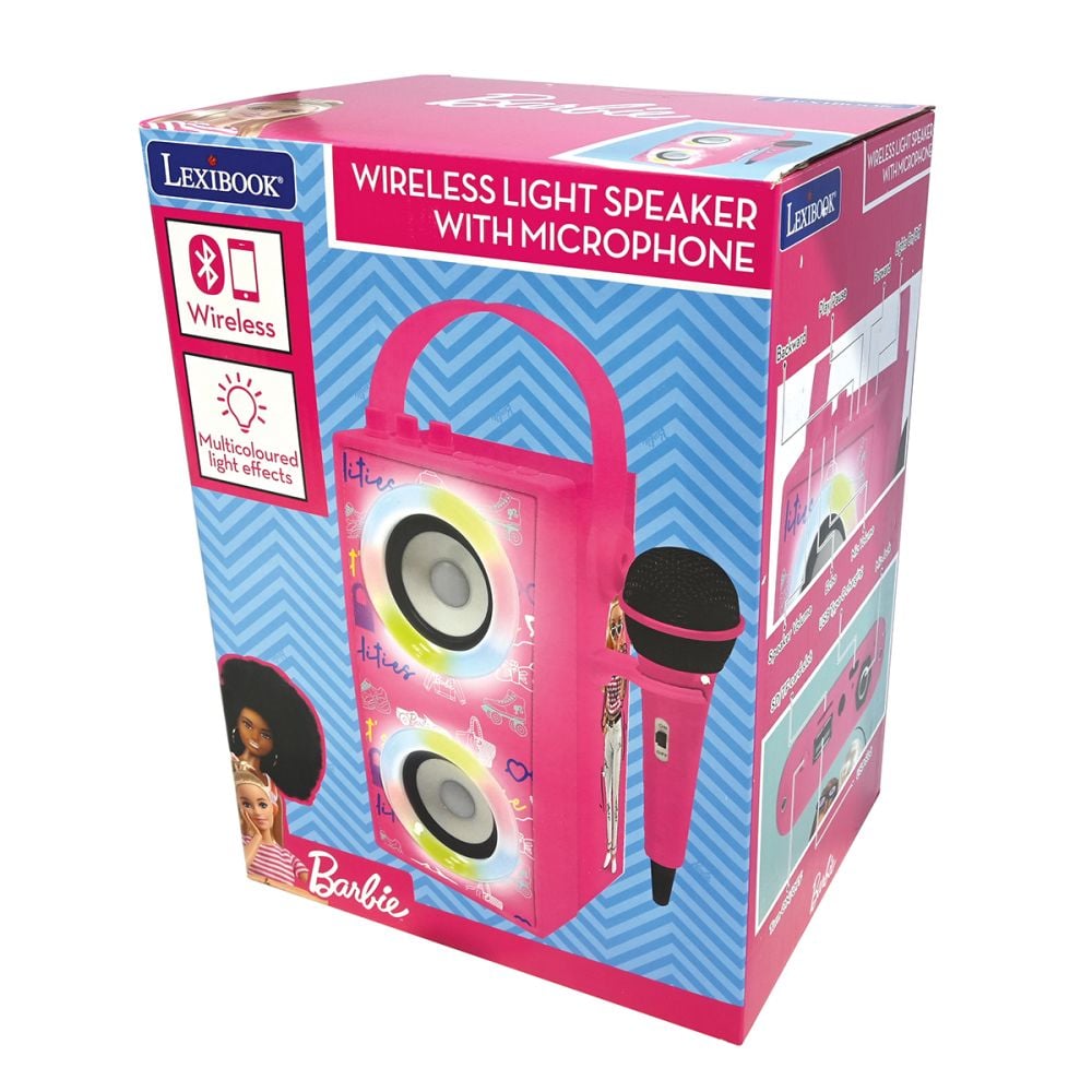 Boxa portabila cu microfon si efecte de lumini, Lexibook, Barbie