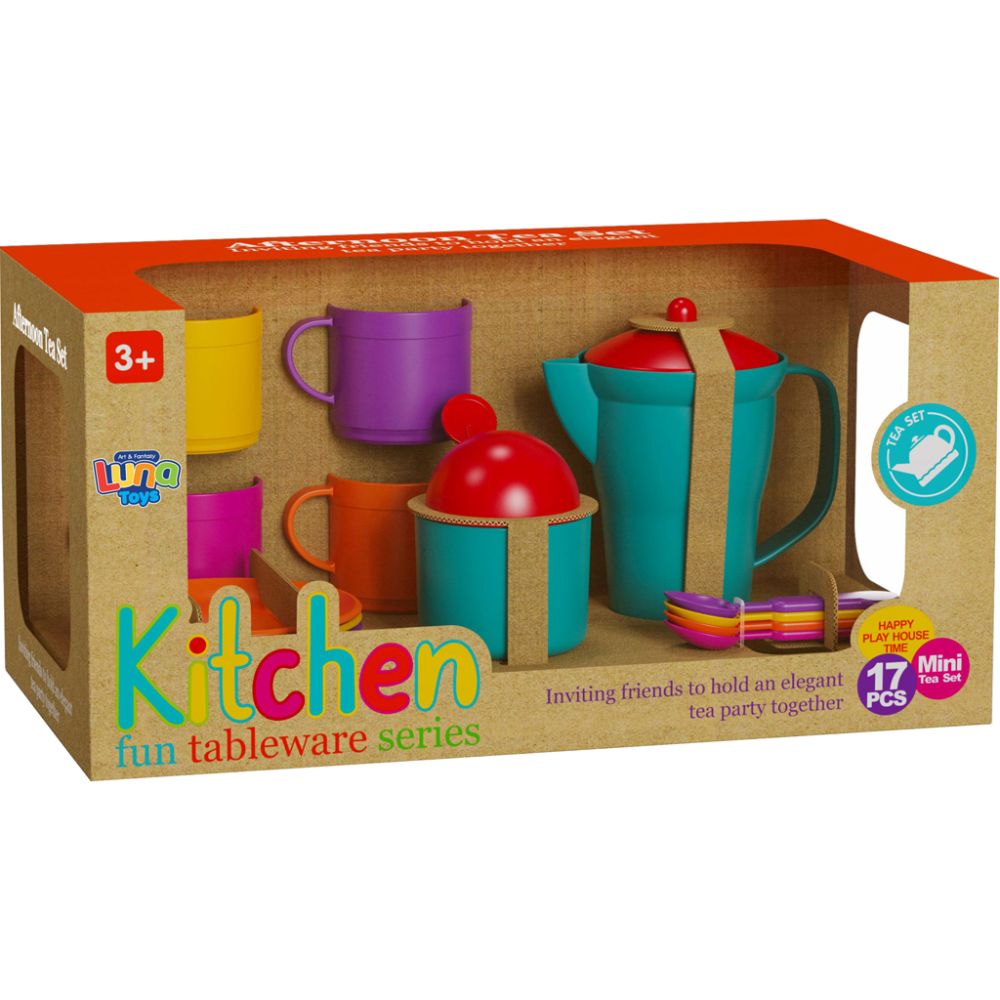 Set de ceai din plastic, Luna Toys, 17 piese