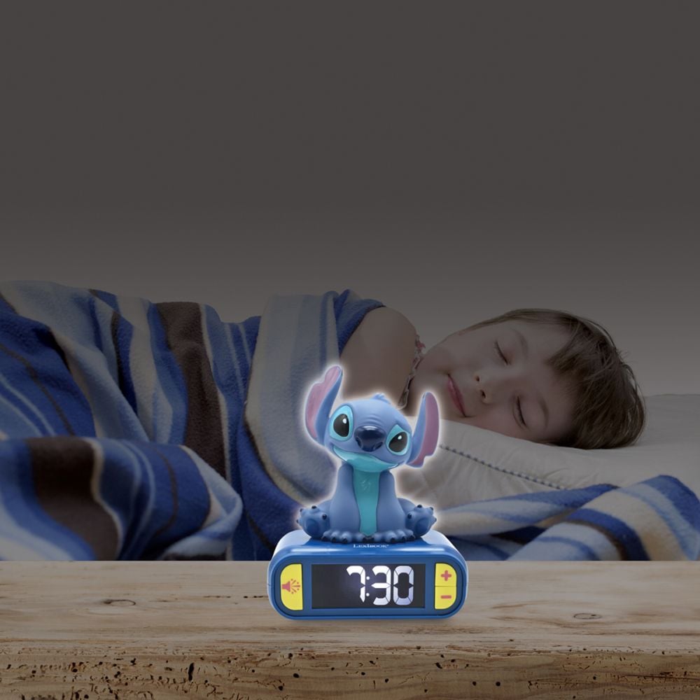 Ceas digital cu alarma si lumina, Lexibook, Disney Stitch