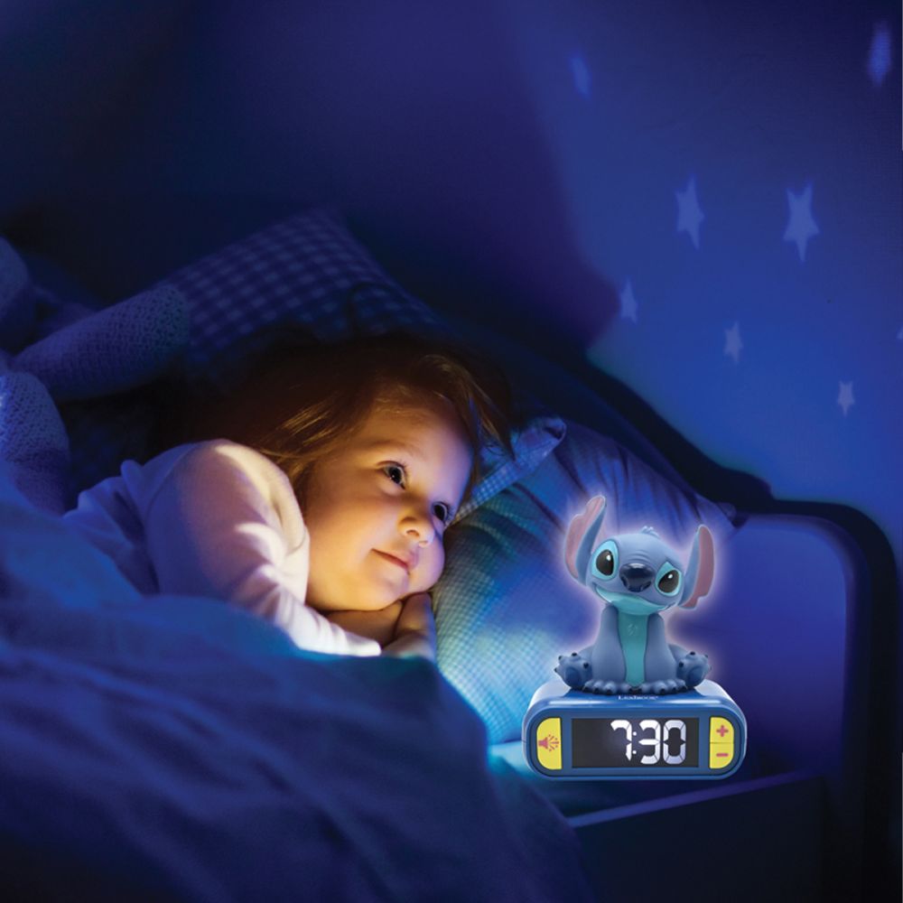 Ceas digital cu alarma si lumina, Lexibook, Disney Stitch