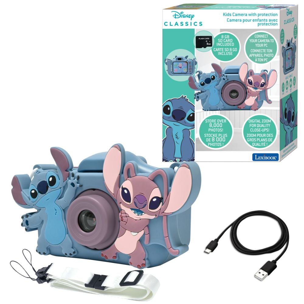 Camera digitala foto-video cu husa, Lexibook, Disney Stitch, 8GB