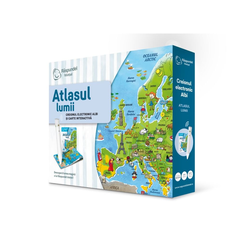 Carte interactiva si creion, Raspundel Istetel, Atlasul Lumii