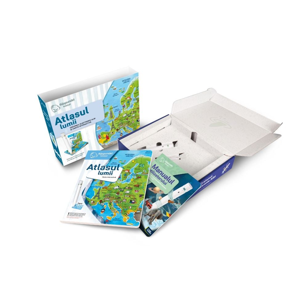 Carte interactiva si creion, Raspundel Istetel, Atlasul Lumii
