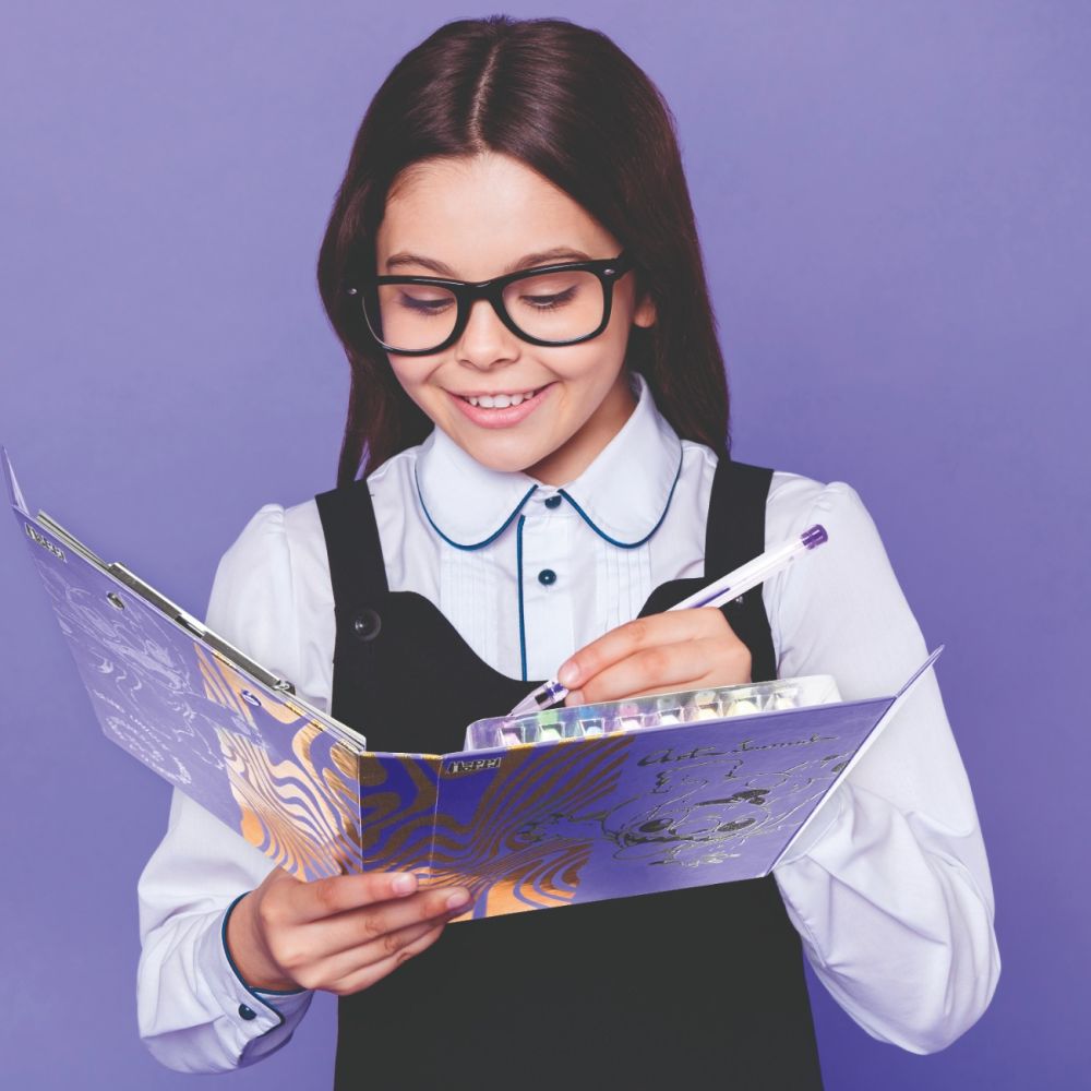 Set jurnal si pixuri fluorescente, Happi Hobbi, Disney Stitch