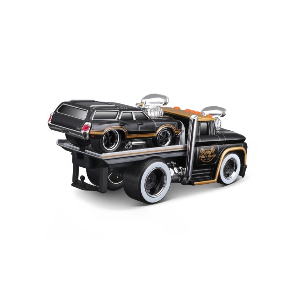 Transportator si masinuta, Maisto, Muscle Transports, 1966 Chevrolet C60 Flatbed si Oldsmobile Vista Cruiser 1970, 1:64