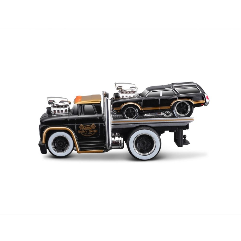 Transportator si masinuta, Maisto, Muscle Transports, 1966 Chevrolet C60 Flatbed si Oldsmobile Vista Cruiser 1970, 1:64