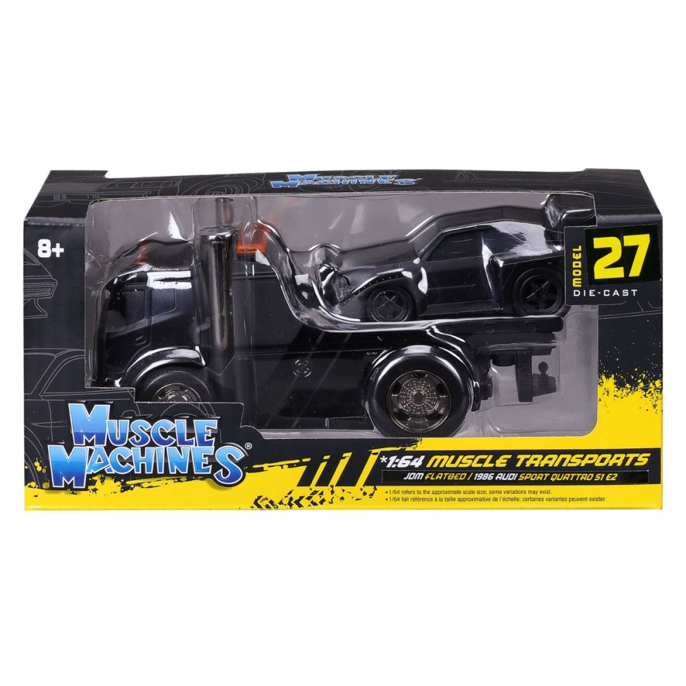 Transportator si masinuta, Maisto, Muscle Transports, JDM Flatbed si Audi Sport Quattro S1 E2 1986, 1:64