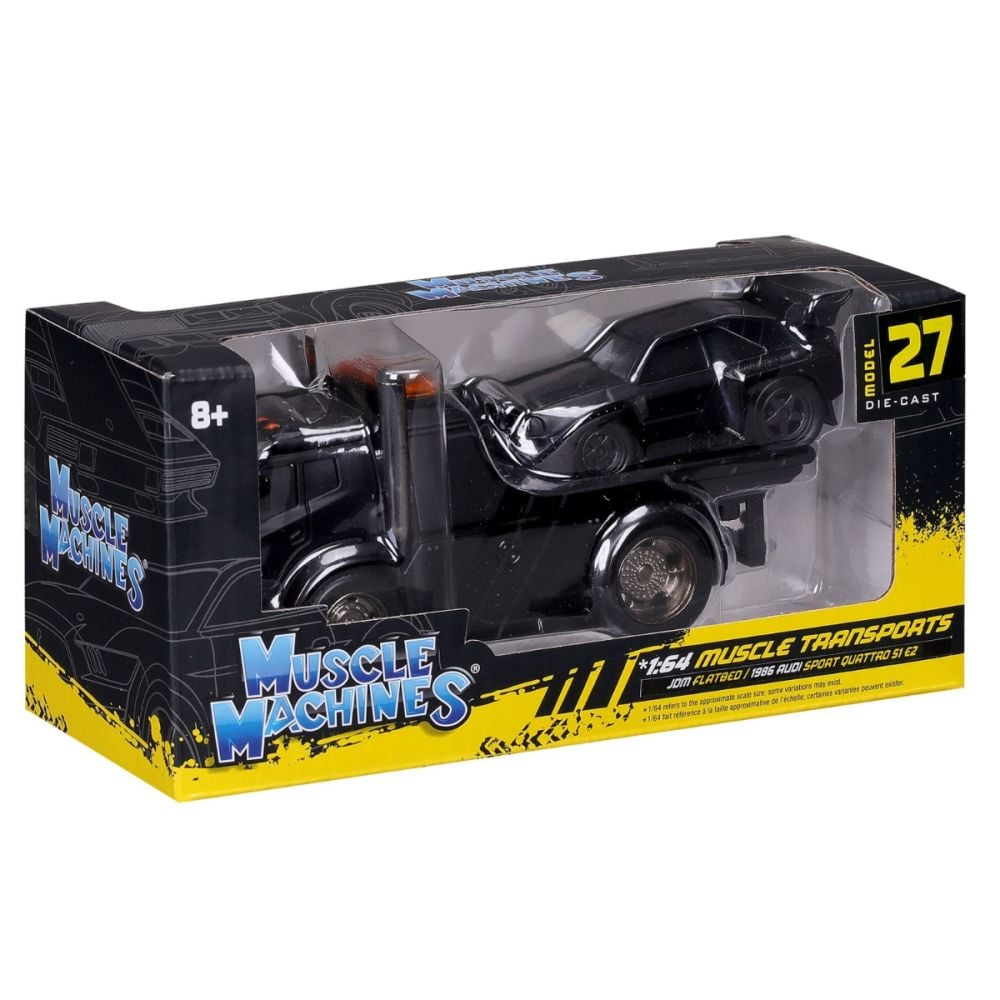 Transportator si masinuta, Maisto, Muscle Transports, JDM Flatbed si Audi Sport Quattro S1 E2 1986, 1:64