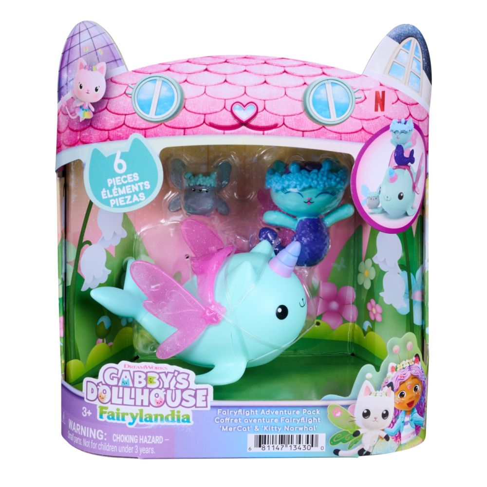 Set de joaca, Gabbys Dollhouse, Fairylandia, MerCat si Kitty Narwhal, 20157354