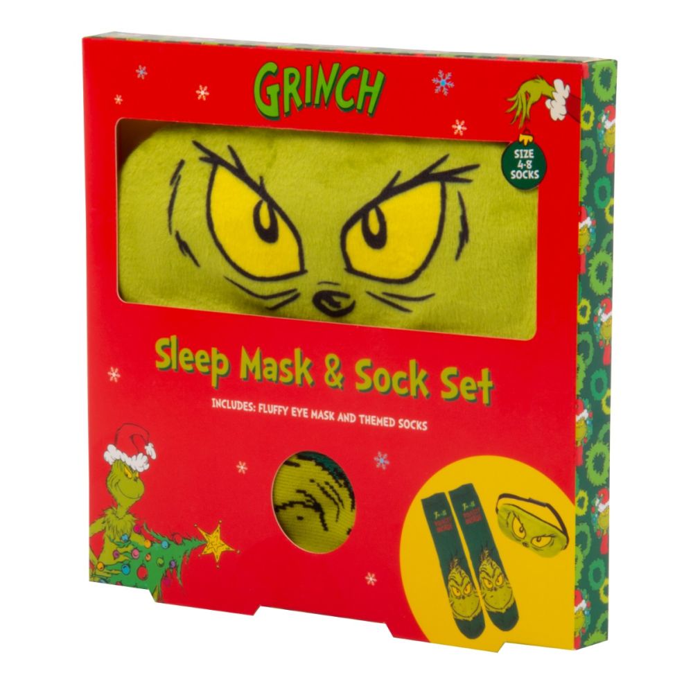 Set sosete si masca de somn, Grinch Christmas
