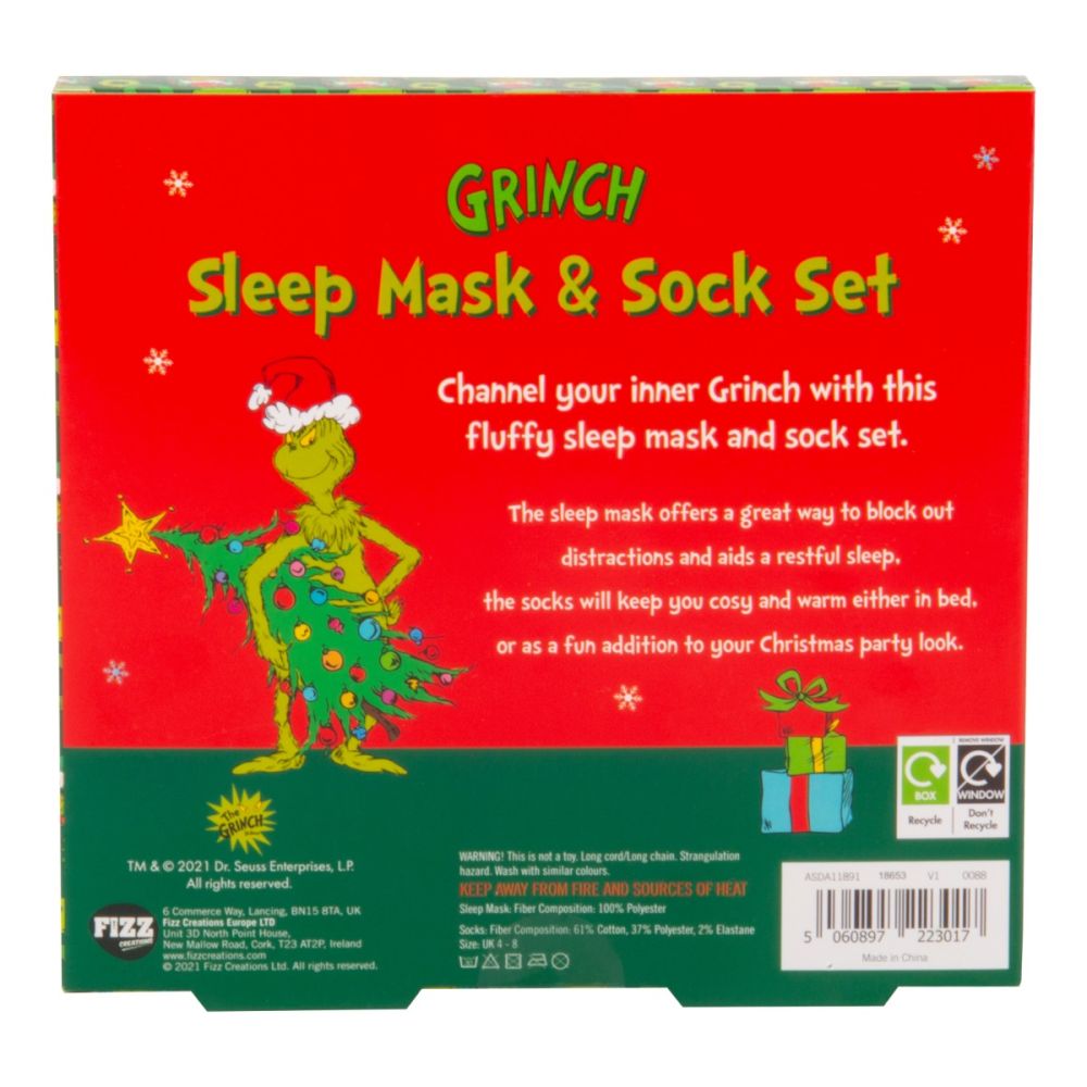 Set sosete si masca de somn, Grinch Christmas