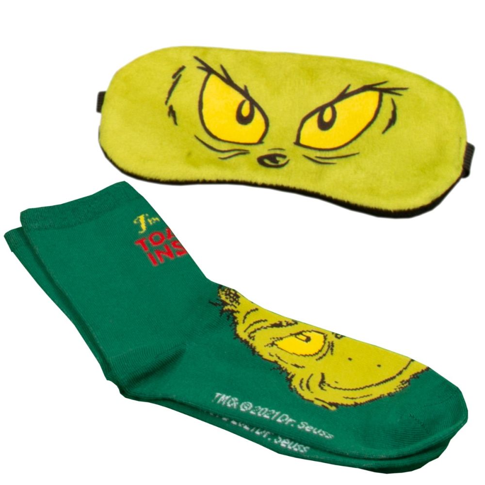 Set sosete si masca de somn, Grinch Christmas