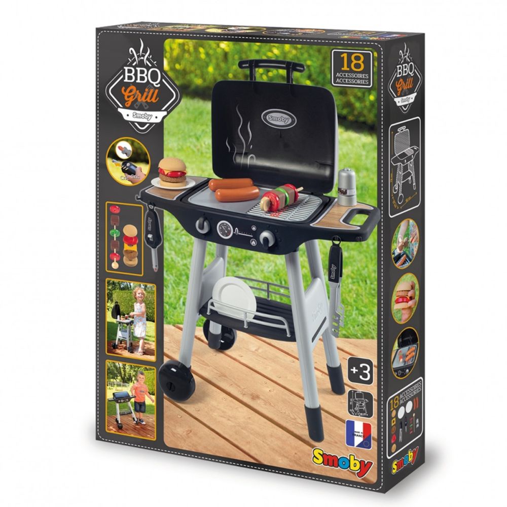 Set gratar cu accesorii, Smoby, BBQ Grill, 18 accesorii