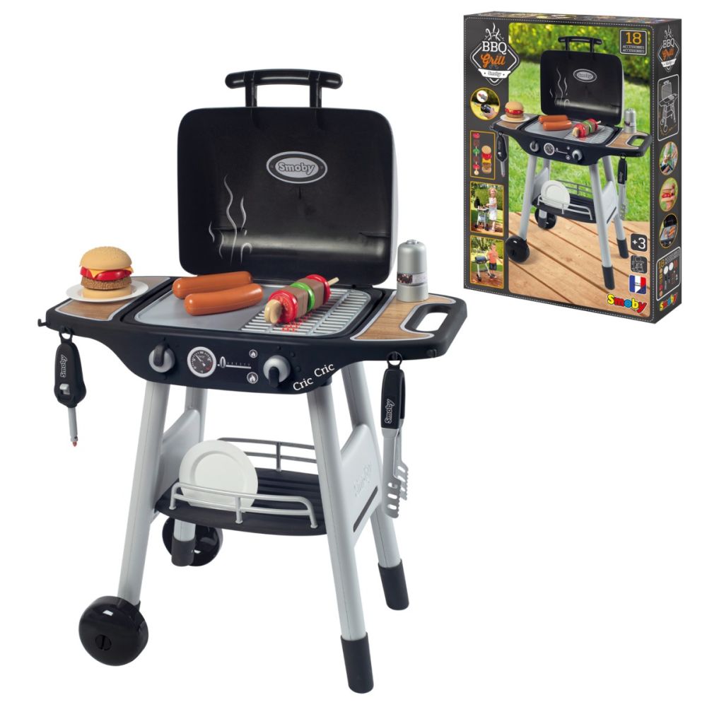 Set gratar cu accesorii, Smoby, BBQ Grill, 18 accesorii