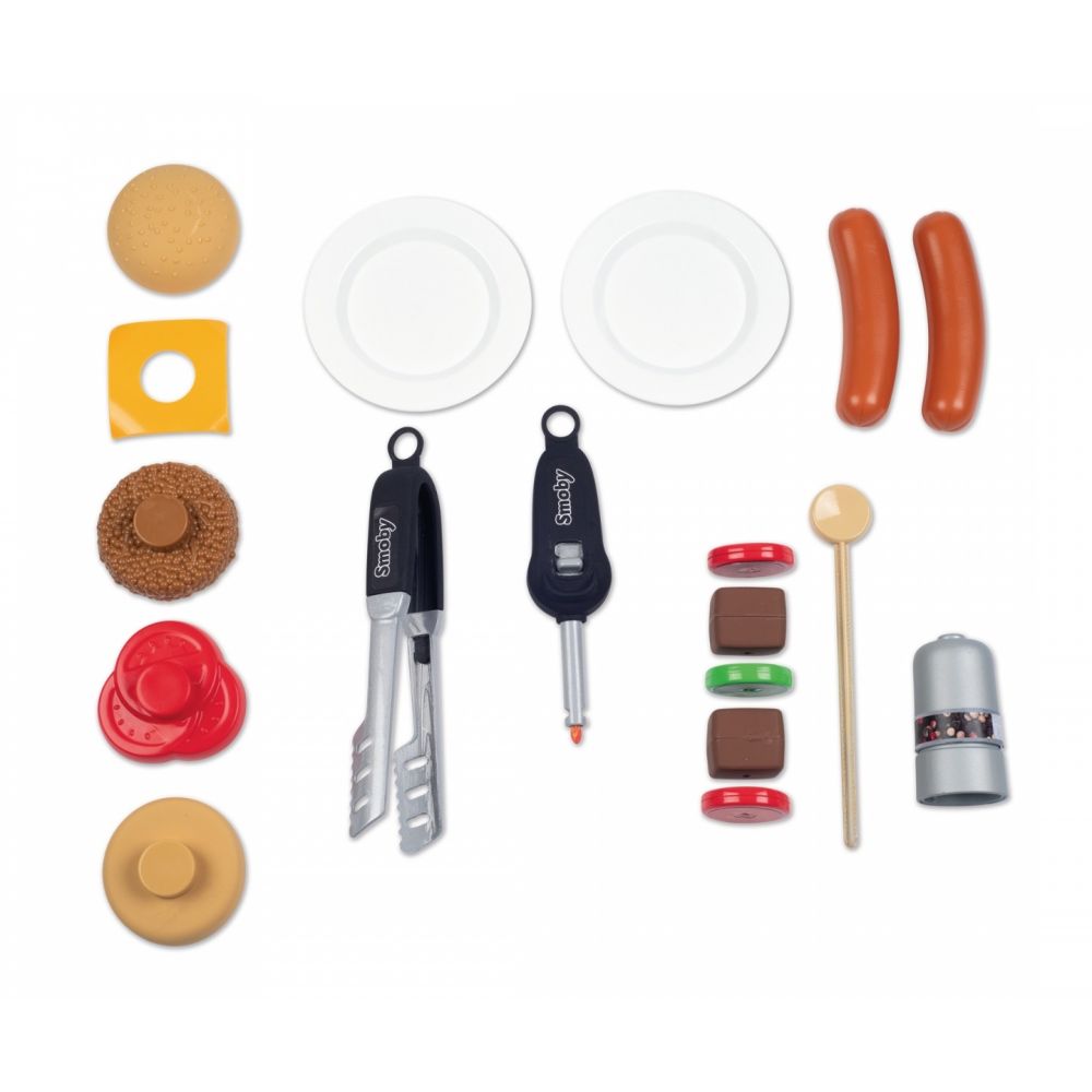 Set gratar cu accesorii, Smoby, BBQ Grill, 18 accesorii