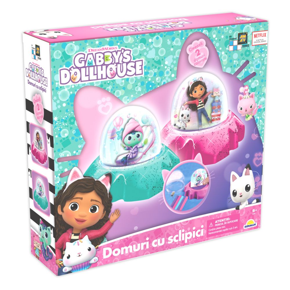 Set de creatie, Gabbys Dollhouse, Glob cu sclipici