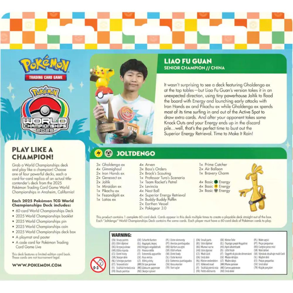 Set carti de joc, Pokemon TCG, 2025 World Championship Decks, Liao Fu Guan (Joltdengo)