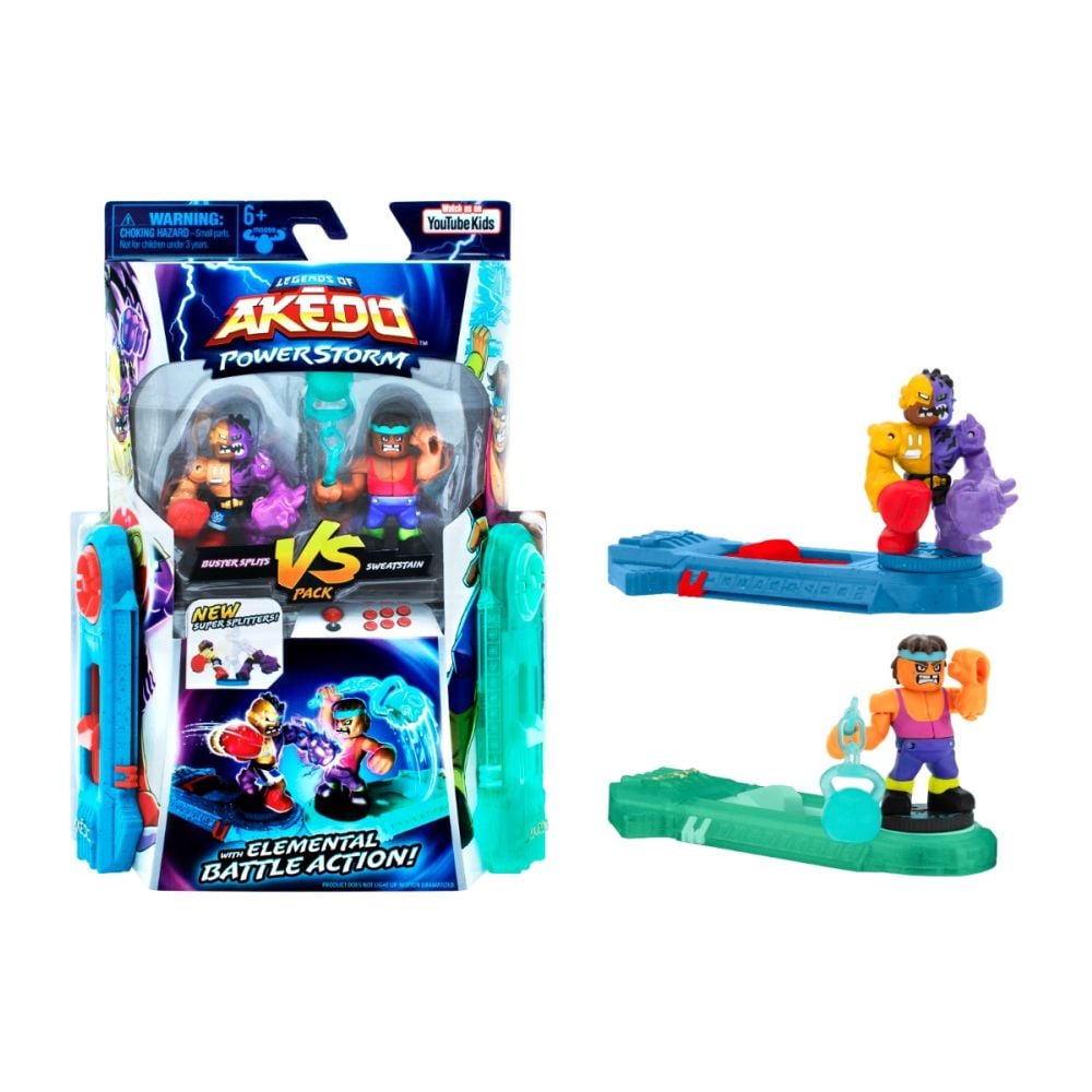 Set 2 figurine Akedo, Power Storm, Buster Splits Vs Sweatstain, S4