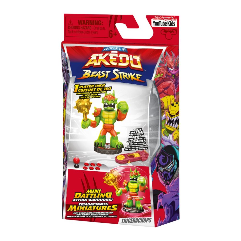 Figurina cu accesorii, Akedo, Beast Strike, Tricerachops, S5