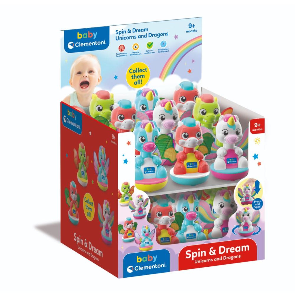 Jucarie bebelusi, Clementoni Baby, Spin&Dream, Unicorn si Dragon