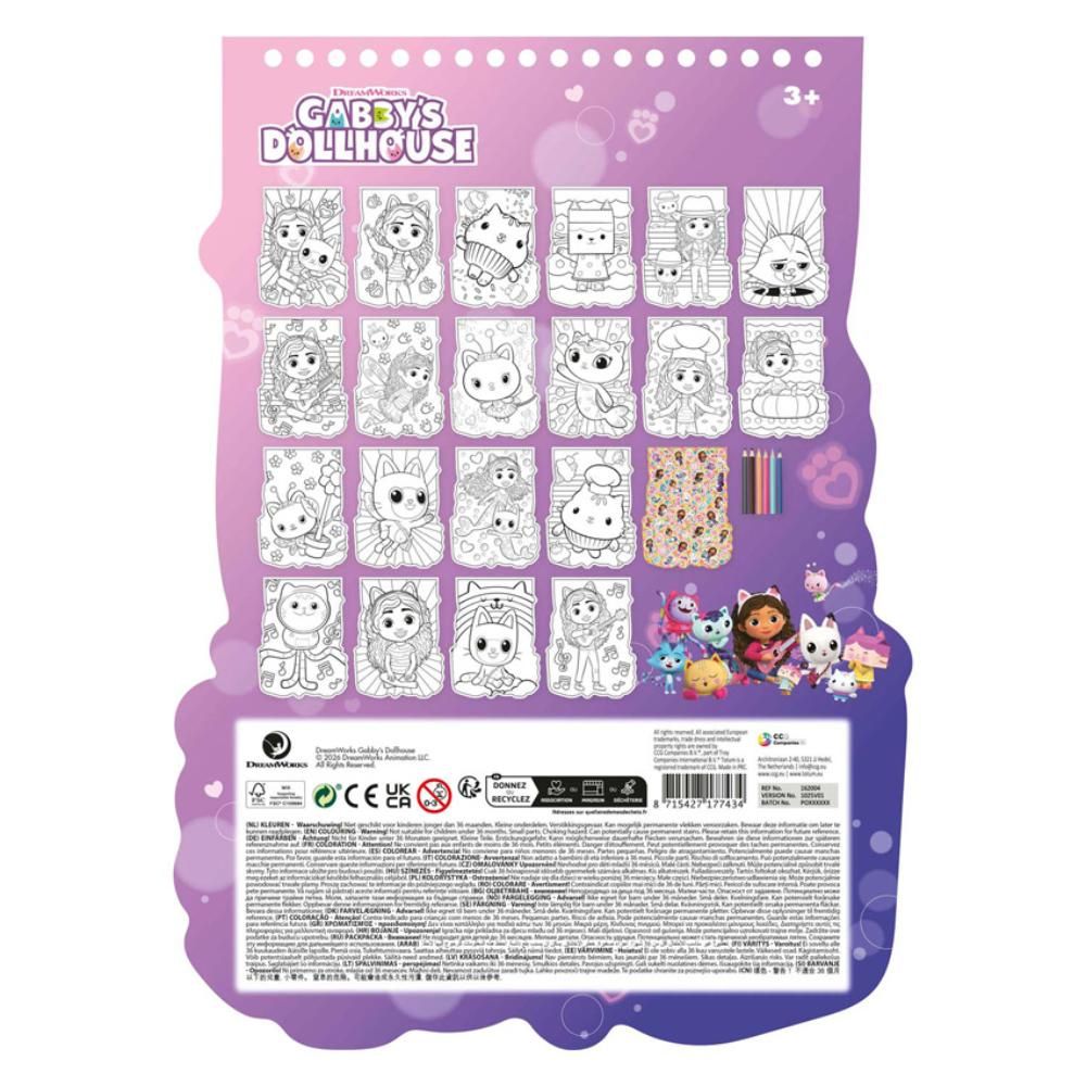 Carte de colorat cu 6 creioane colorate, Grafix, Gabbys Dollhouse, 20 pagini