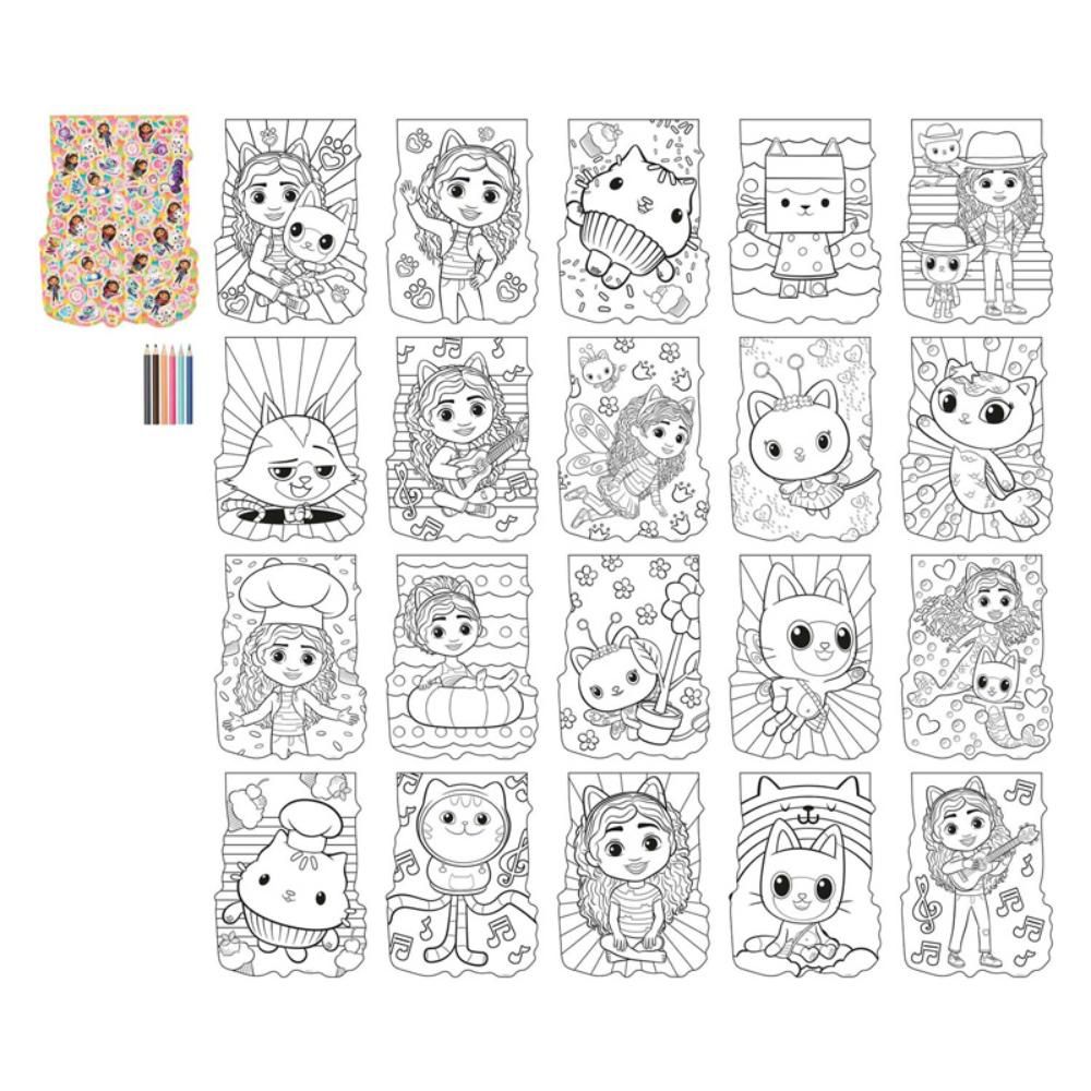 Carte de colorat cu 6 creioane colorate, Grafix, Gabbys Dollhouse, 20 pagini