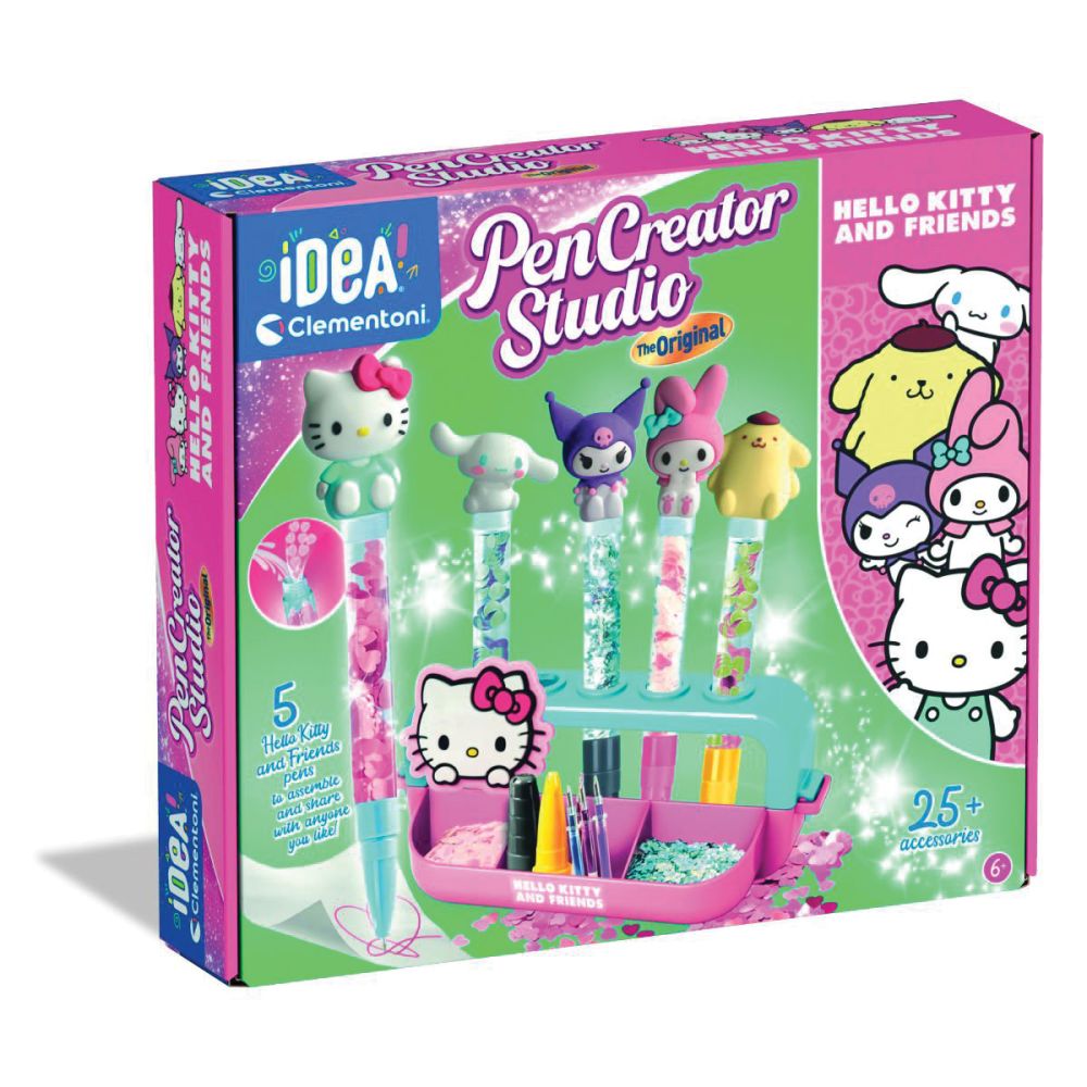 Set de creat 5 pixuri, Clementoni Idea, Hello Kitty, 25 accesorii