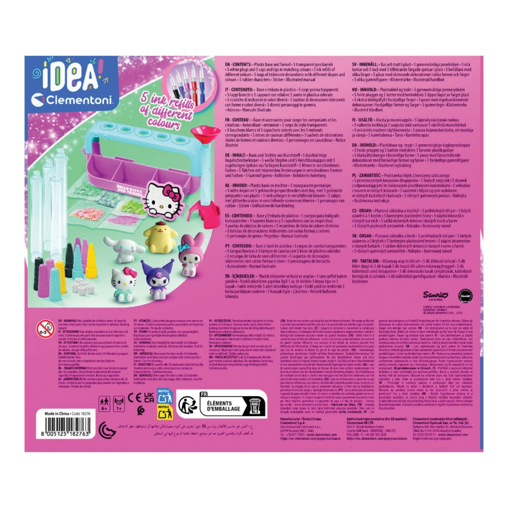 Set de creat 5 pixuri, Clementoni Idea, Hello Kitty, 25 accesorii