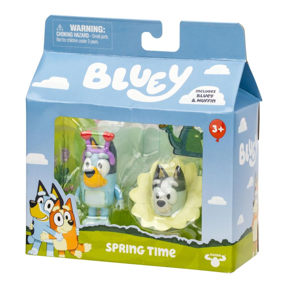 Set de joaca cu 2 figurine, Bluey, Spring Time, Bluey si Muffin