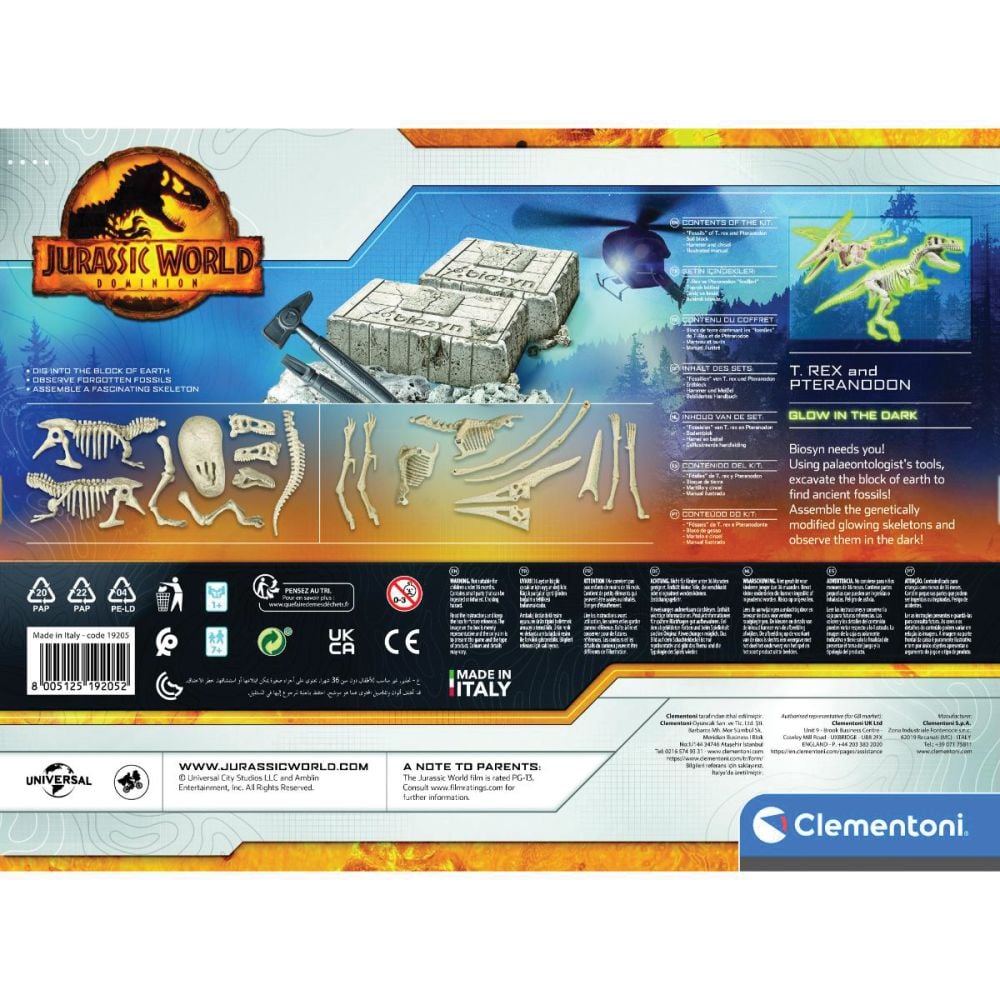 Kit arheologic, Clementoni, Glow In The Dark, T-Rex si Pteranodon