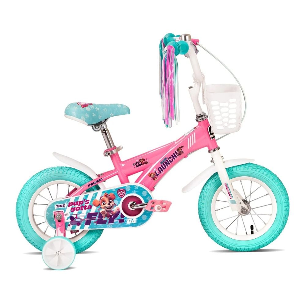 Bicicleta cu roti ajutatoare si cos, Paw Patrol, Skye, 12 inch
