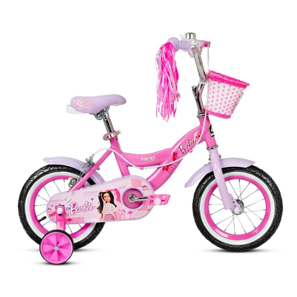 Bicicleta cu cos si roti ajutatoare, Barbie, 12 inch