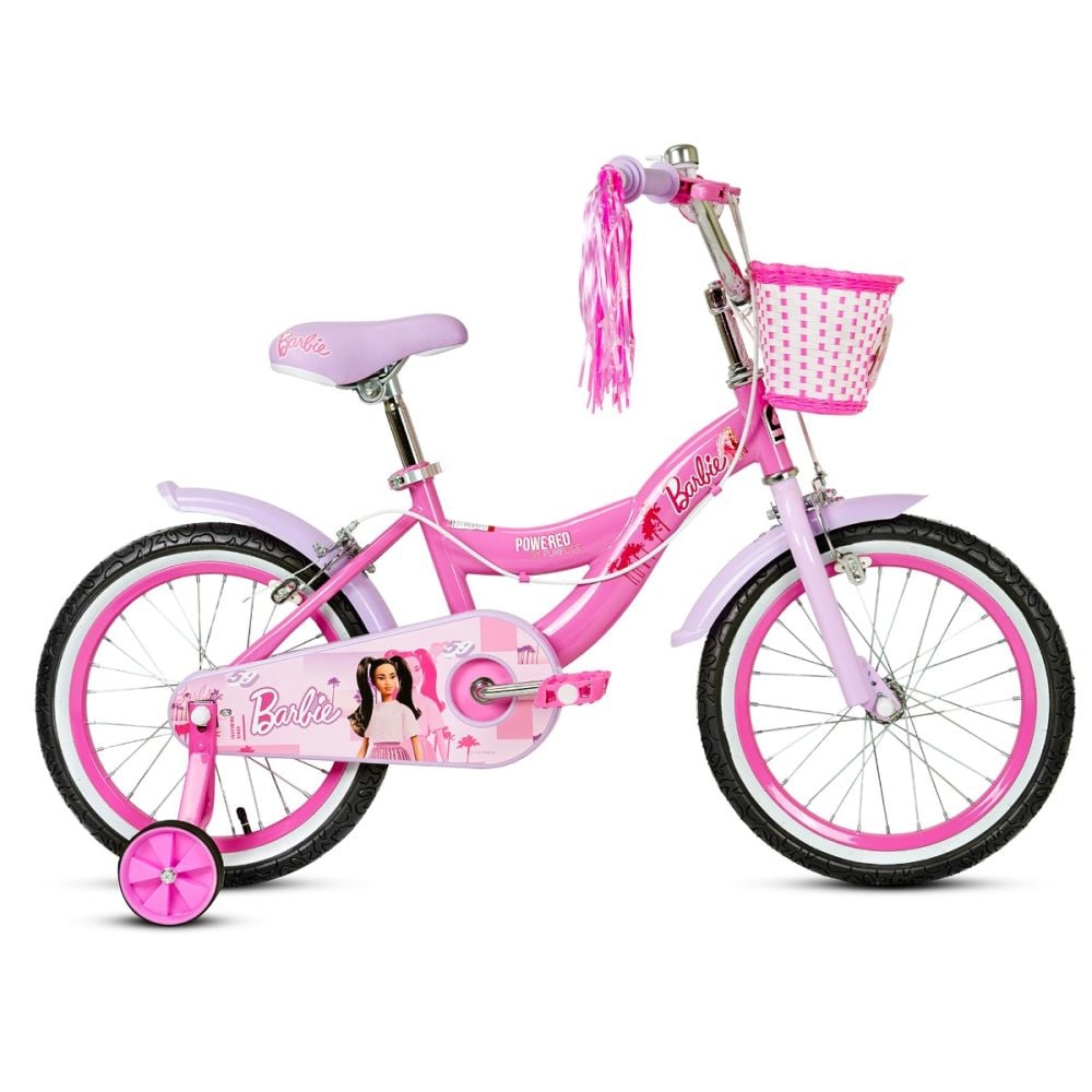 Bicicleta cu cos si roti ajutatoare, Barbie, 16 inch