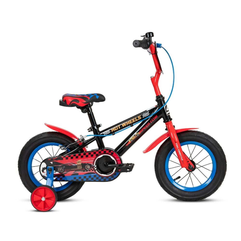 Bicicleta cu roti ajutatoare, Hot Wheels, Speed Club, 12 inch